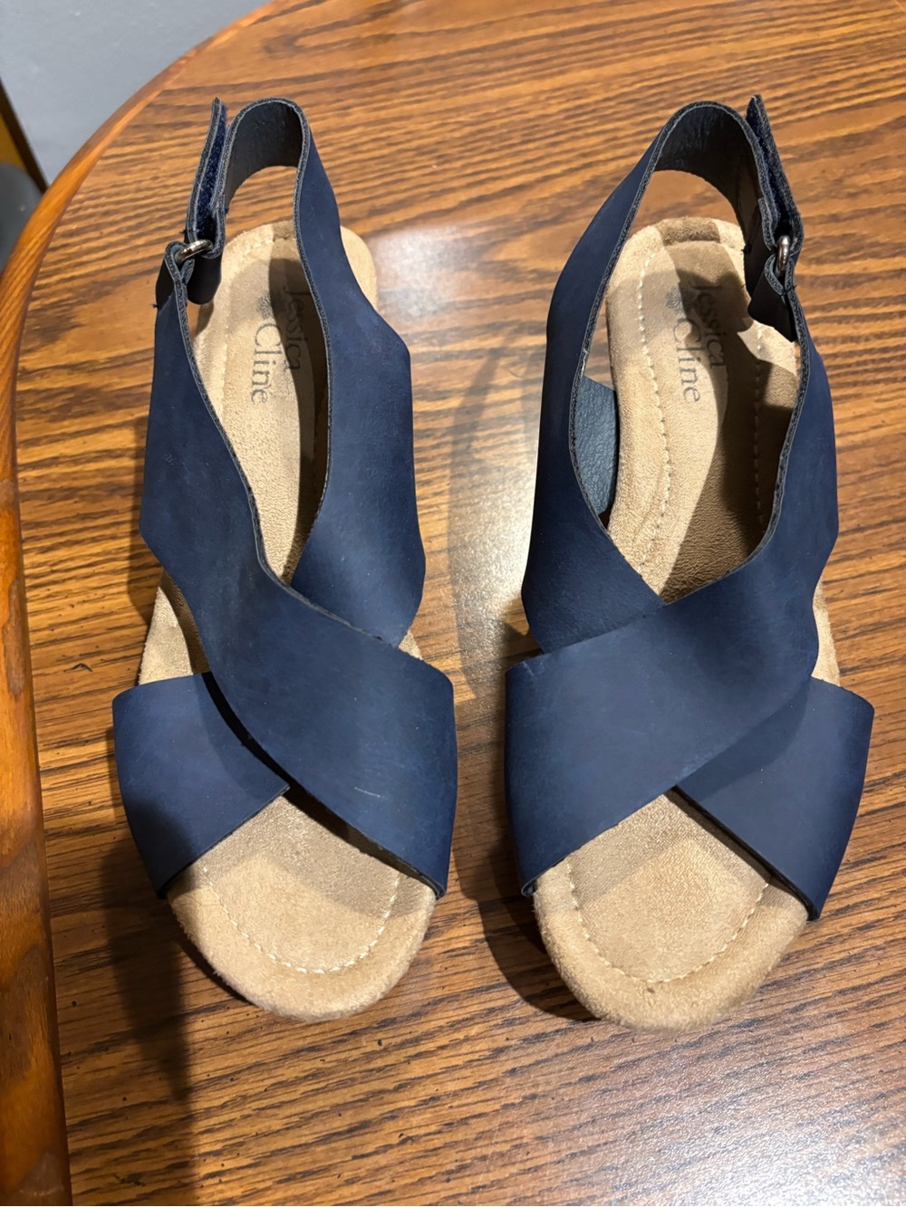 Women’s Navy Crisscross Slingback wedge Sandals